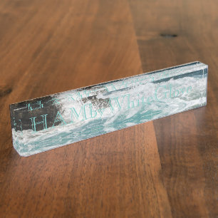 Desk Nameplate - HAMbyWhiteGlove - Crashing Waves