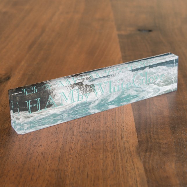 Desk Nameplate - HAMbyWhiteGlove - Crashing Waves (Side)