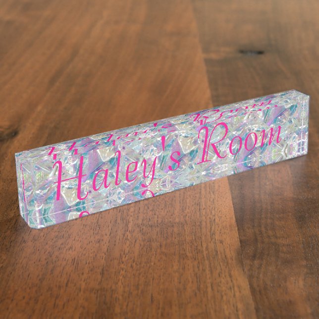 Desk Nameplate - HAMbyWhiteGlove - Crystal Design (Side)