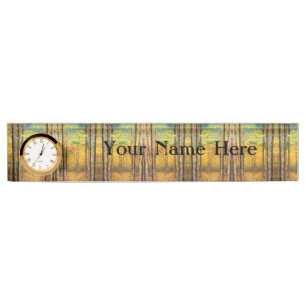 Desk Nameplate w/Optional Clock - Acadia Forest #2