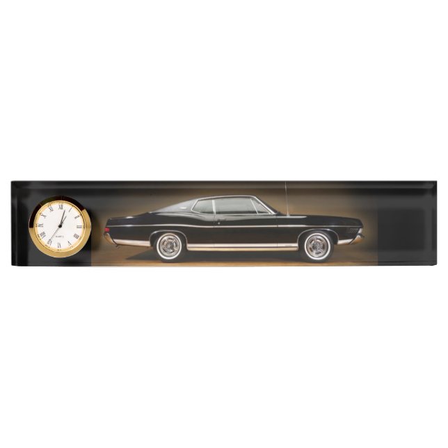 Desk Nameplate with Clock american car (Front)