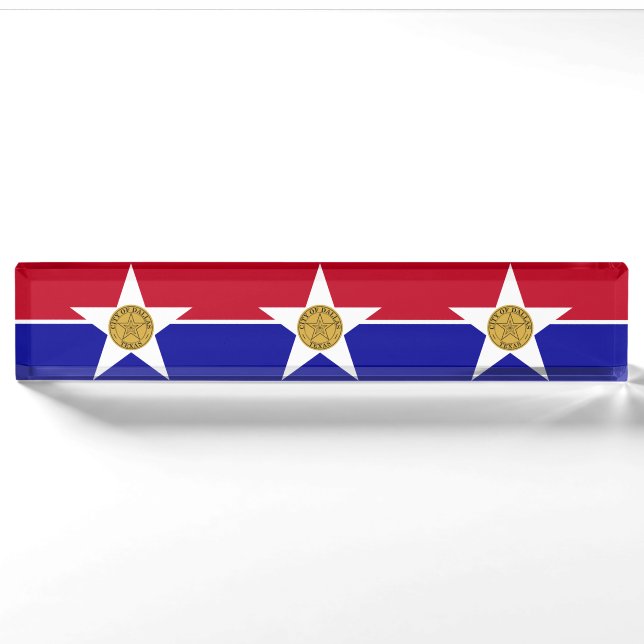 Desk nameplate with Flag of Dallas, USA (Front)