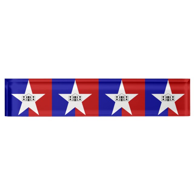 Desk nameplate with Flag of San Antonio, USA (Front)
