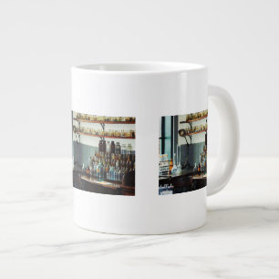 Desk With Bottles of Chemicals Large Coffee Mug