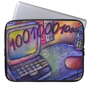 Desktop Binary Computer Sketch Laptop Sleeve