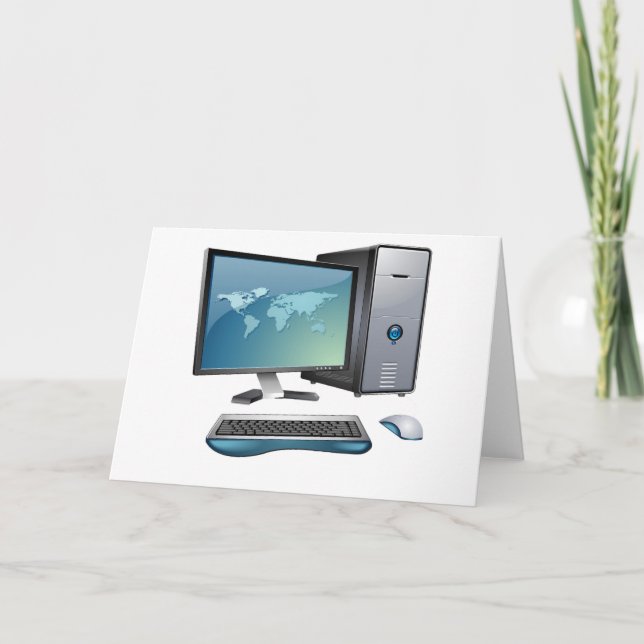 Desktop Computer with Monitor, Keyboard and Mouse Card (Front)