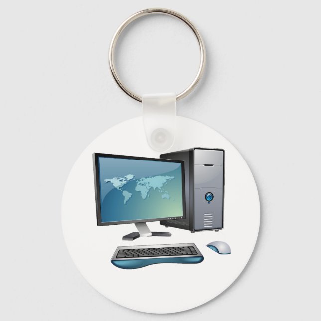 Desktop Computer with Monitor, Keyboard and Mouse Keychain (Front)