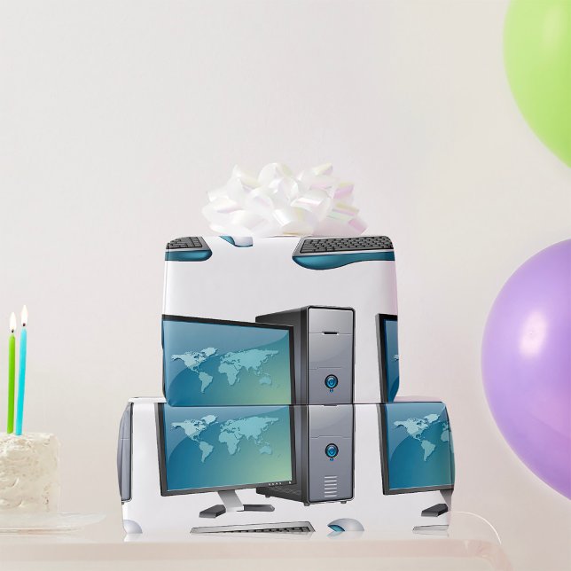Desktop Computer with Monitor, Keyboard and Mouse Wrapping Paper (Creator Uploaded)