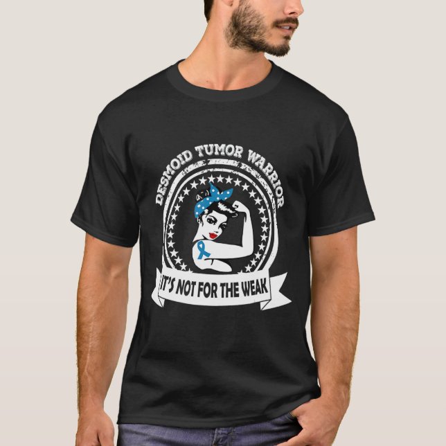 Desmoid Tumour Warrior  Messy Bun Blue Ribbon Awar T-Shirt (Front)