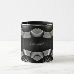 DESMOND ~ GLOSSY 3D Black Silver Grey Fractal ~ Mug