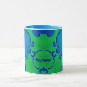 DESMOND ~ Zany 3D Fractal ~ Blue and Green Mug