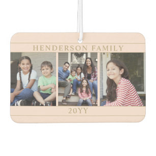 Désodorisant Pour Voiture 4 Photo Collage Nom de famille Blush Pink Gold Hea