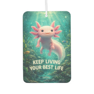 Désodorisant Pour Voiture Adorable Axolotl Rose avec "Meilleure Vie" Motivat