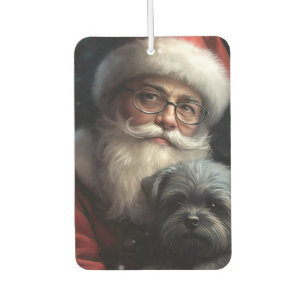 Désodorisant Pour Voiture Affenpinscher avec le Père Noël Festive Noël