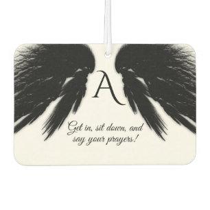 Désodorisant Pour Voiture AILES D'ANGE NOIR Monogramme Drôle