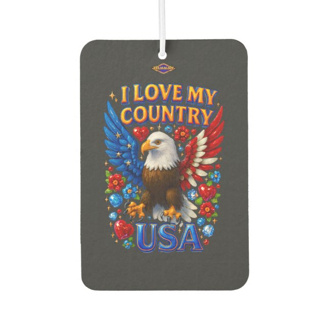 Désodorisant Pour Voiture Air Freshener Design: I Love My Country - USA (Devant)