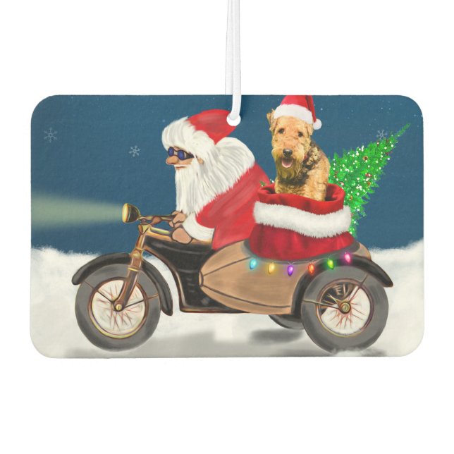 Désodorisant Pour Voiture Airedale Terrier Chien Noël Père Noël (Devant)