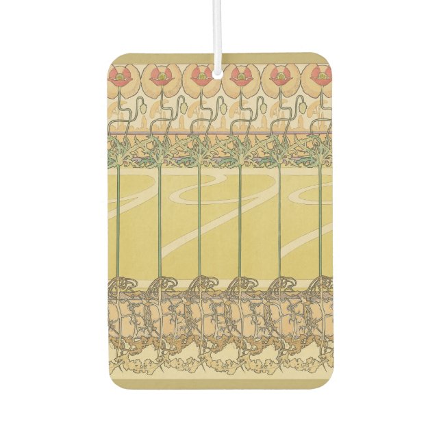 Désodorisant Pour Voiture Alfonse Mucha Poppies Art Nouveau Floral Wallpaper (Devant)