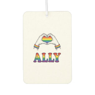 Désodorisant Pour Voiture Ally Rainbow Hands Heart Vintage Pride Shirt Desig