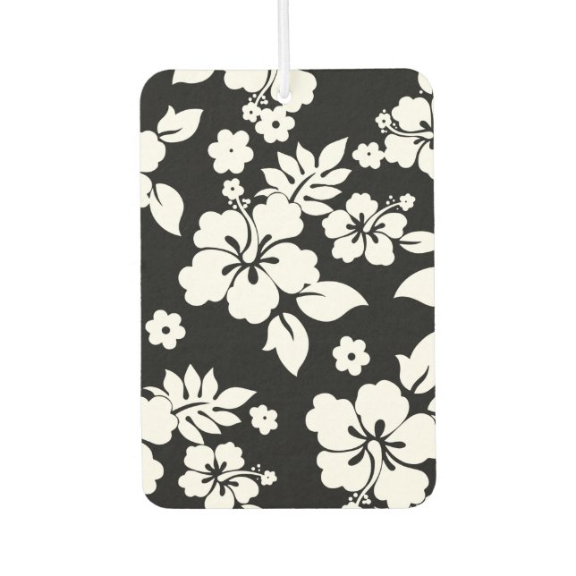 Désodorisant Pour Voiture Aloha Black Classic Hawaïen Hibiscus Imprimer (Devant)