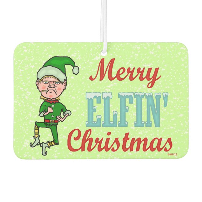 Désodorisant Pour Voiture Amusant Joyeux Elfin Noël Bah Humbug Holiday (Devant)