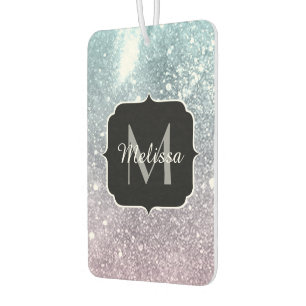 Désodorisant Pour Voiture Aqua bleu rose galaxie marine abstrait Monogramme