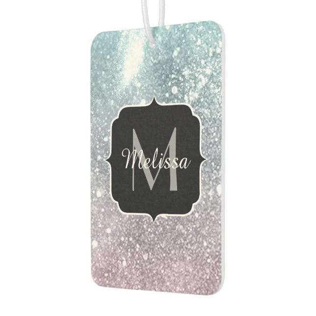 Désodorisant Pour Voiture Aqua bleu rose galaxie marine abstrait Monogramme (Gauche)