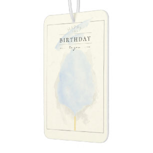 Désodorisant Pour Voiture Aquarelle élégante Bleu Coton Bonbon Anniversaire