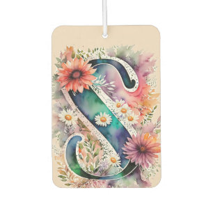 Désodorisant Pour Voiture Aquarelle pastel et bijoux Fleurs d'aquarelle Mono