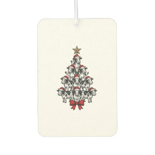 Désodorisant Pour Voiture Arbre de Noël vache Gravure vintage Ferme de vacan