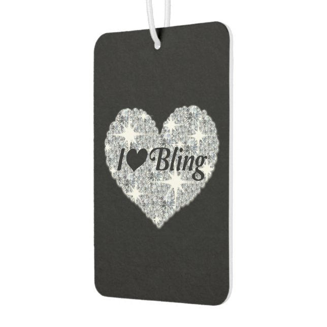 Désodorisant Pour Voiture argent funky 'I Love Bling' citation coeur diamant (Gauche)
