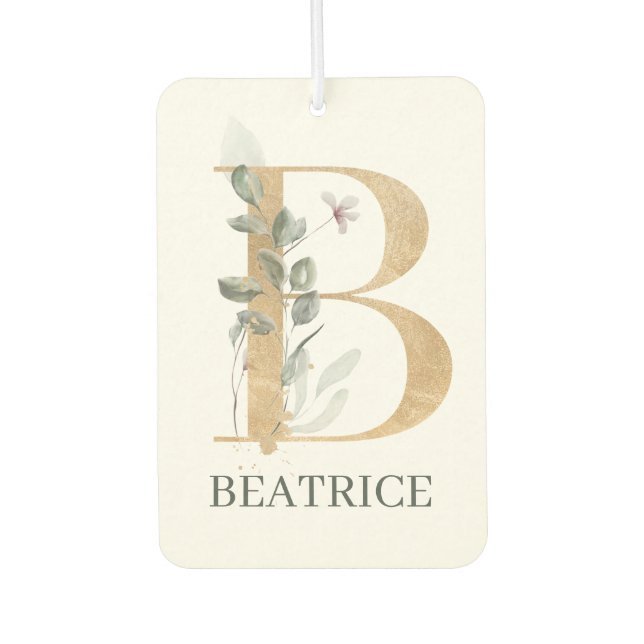 Désodorisant Pour Voiture B Monogramme Floral Personnalisé (Devant)