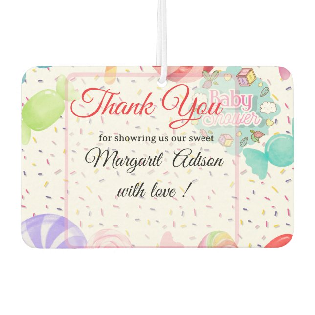 Désodorisant Pour Voiture baby shower doux (Devant)