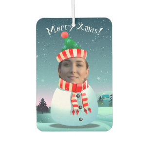 Désodorisant Pour Voiture Bande dessinée de bonhomme de neige avec le visag
