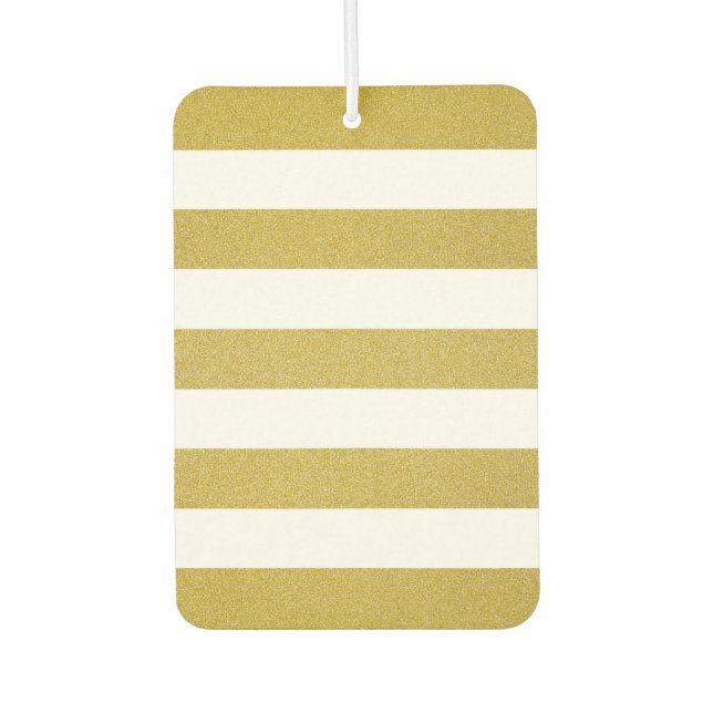 Désodorisant Pour Voiture Bandes d'or, Blancs, Motif rayé (Devant)