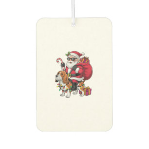 Désodorisant Pour Voiture Beagle Chien Xmas Éclairage Père Noël équitation B