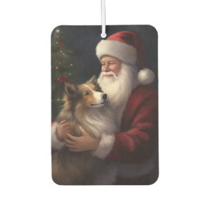 Désodorisant Pour Voiture Berger des Shetland Père Noël Fête de Noël