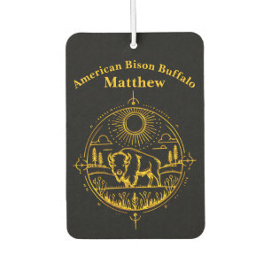 Désodorisant Pour Voiture Bison d'or debout dans un paysage pittoresque