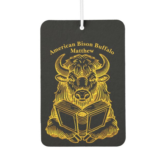 Désodorisant Pour Voiture Bison Lire un livre avec une expression curieuse (Devant)