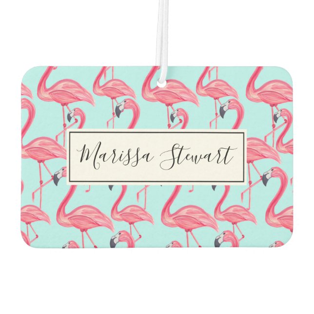 Désodorisant Pour Voiture Bleu mignon rose Été Peint Flamingo Motif bleu (Dos)
