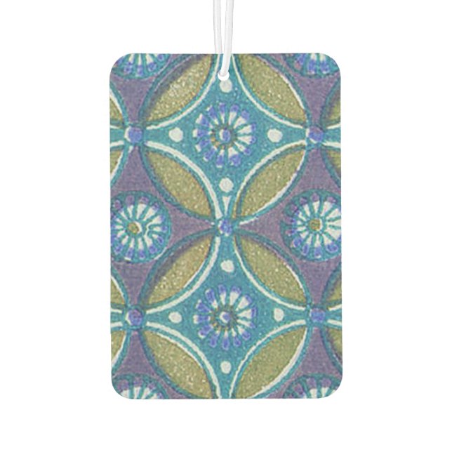 Désodorisant Pour Voiture Bleu vert Rustique Boho Motif circulaire géométriq (Dos)