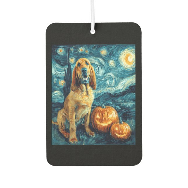 Désodorisant Pour Voiture Bloodhound Cute Dog Halloween Jack O Lantern Pumpk (Devant)
