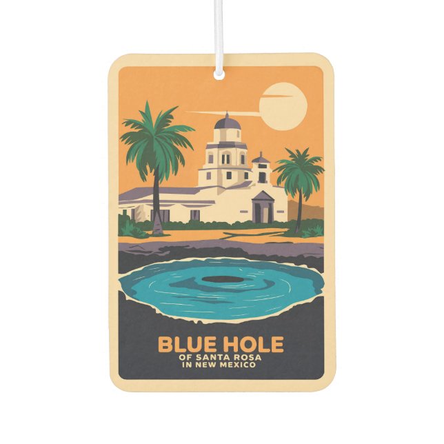 Désodorisant Pour Voiture Blue Hole New Mexico Travel Art Vintage (Devant)