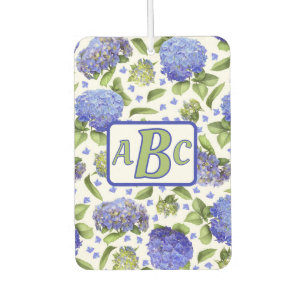 Désodorisant Pour Voiture Blue Hydrangeas Motif Monogramme personnalisé