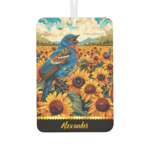 Désodorisant Pour Voiture Bluebird chanter au milieu des tournesols à l'aube