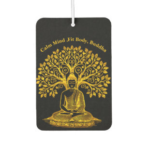 Désodorisant Pour Voiture Bouddha d'or sous un arbre dans une méditation pac