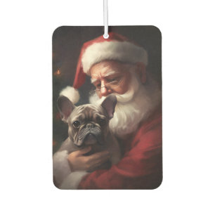 Désodorisant Pour Voiture Bouledogue français avec le Père Noël fête de Noël