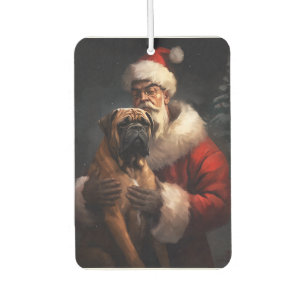 Désodorisant Pour Voiture Bouledogue Mastiff avec le Père Noël Noël Festif