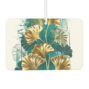 Désodorisant Pour Voiture Branche avec Feuilles d'or Ginko Biloba