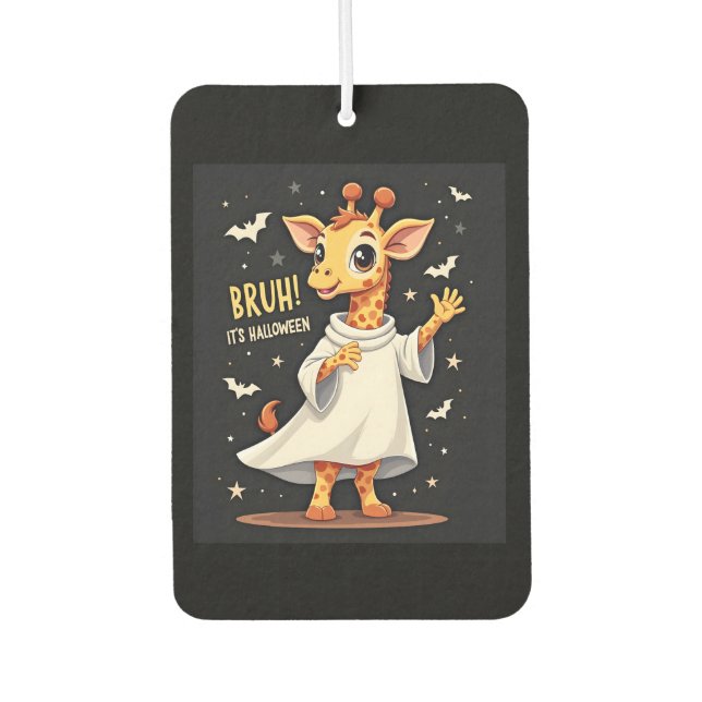 Désodorisant Pour Voiture Bruh Its Halloween Funny Dabbing Ghost Giraffe Lon (Devant)
